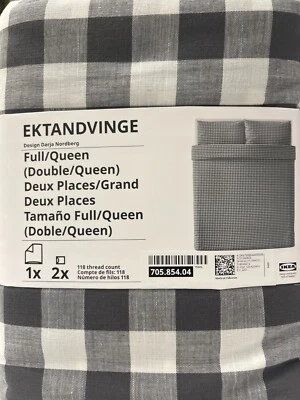 New IKEA EKTANDVINGE Full/Queen Duvet Pillowcase White Check 705.854.04 - Image 1 of 2