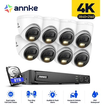 ANNKE 4K Color Night POE IP Security Camera System 12MP 8CH NVR Two Way Audio AI - Image 1 of 4