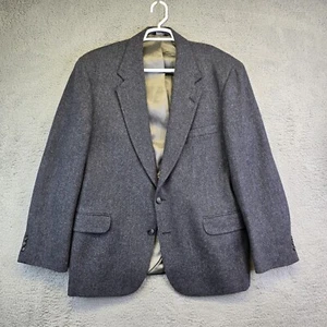 Vintage Cambridge Classic Blazer Men's 46 R Gray USA Herringbone Sports Coat - Picture 1 of 19