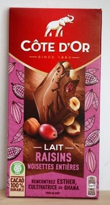 NEW 1 X Cote D'or Milk Chocolate Raisin & Hazelnut Bar 180g Belgian Bouchee Gift - Picture 1 of 3