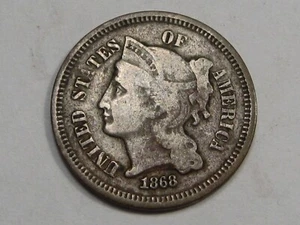 1868 3¢ Three Cent Nickel. #20 - Picture 1 of 7