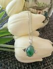 Genuine Nice 3ct Icy Green Jadeite Jade (Type A) 925 Silver Pendant with Chain