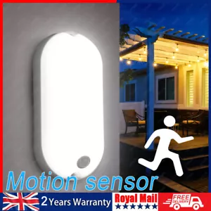 14W MOTION PIR Sensor Light Flush Wall Mounted Oval Bulkhead Light 6500K Nhgtqid - Picture 1 of 12
