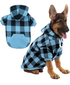 KOOLTAIL Plaid Dog Hoodie Pet Clothes Sweater with Hat and Pocket for Medium - Picture 1 of 9