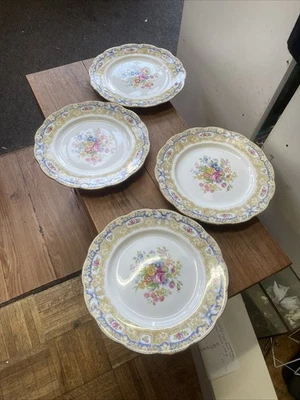 Rare Royal Albert Crown China Valentine Dinner   Plates Plate Set 4 - Image 1 of 4