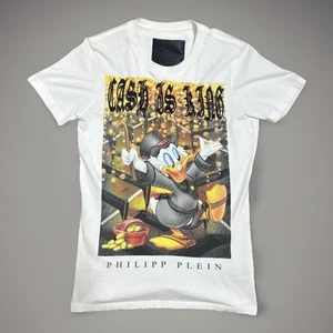 Platinum Cut $845 PHILIPP PLEIN Disney T-Shirt Cash Is King Scrooge McDuck Small - Imagen 1 de 14