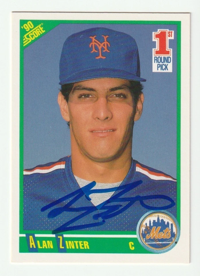 Alan Zinter Signed 1990 Bowman Card #671 RC Auto New York Mets Autograph COA - Image 1 of 1