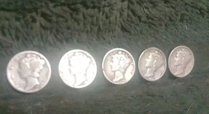 5 Merkur Groschen 1935, 37, 40, 42 & 44. 90% Silbermünzen. Andere Jahre verfügbar - Bild 1 von 10