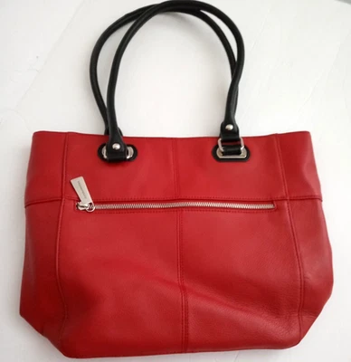 Bolso de Mano Tignanello Cuero Guijarro Rojo Bolso de Hombro Hobo Bolso de Mano Cartera Foto 1 de 4