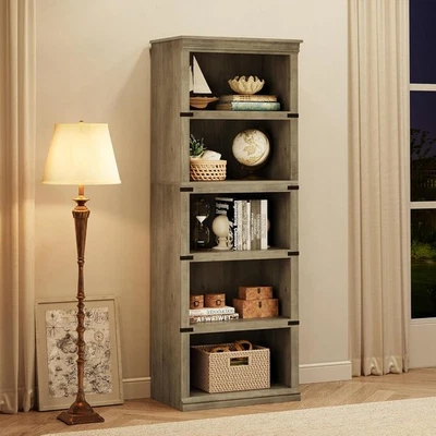 5 Tier Book Shelf Book Case 67.4" Tall Shelf  Wooden Bookshelves for Living Room - Image 1 of 4
