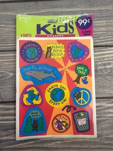 Foglio Adesivo Consapevolezza Ambientale Bambini Hallmark Vintage 1993 Eco Friendly - Foto 1 di 3