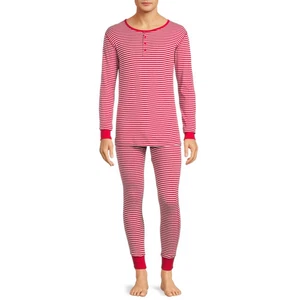 Hanes Men's Long John Sleep Pajamas, 2-Piece Set - Light Red-2XL - Picture 1 of 6