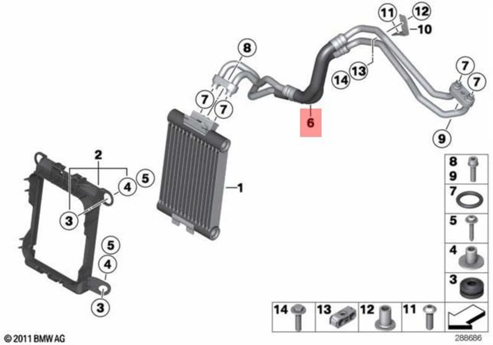Tubo de línea de enfriador de aceite de motor genuino BMW F20 F32 F21 F36 F22 OEM 17227639450 Foto 1 de 1