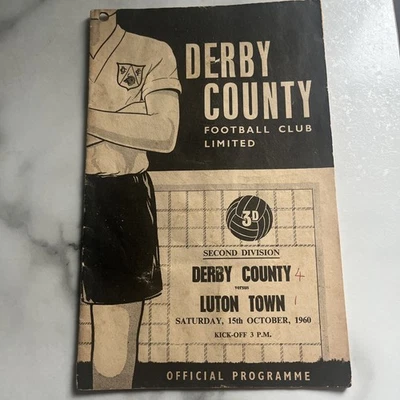 Derby Vs Luton Programme , Div 2 , Match Played 15/10/1960 Written On Punch Hole - Image 1 of 4