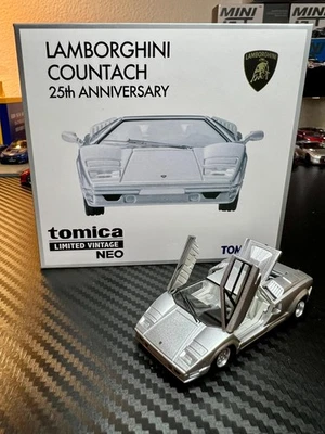 Tomica Limited Vintage Neo Lamborghini Countach 25th Anniversary Silver In Stock - Image 1 of 3
