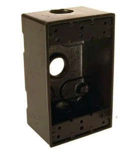 (1 pc) Weatherproof 1-Gang Box w/ Three 1/2" Holes BRONZE Metal Outdoor - Picture 1 of 1