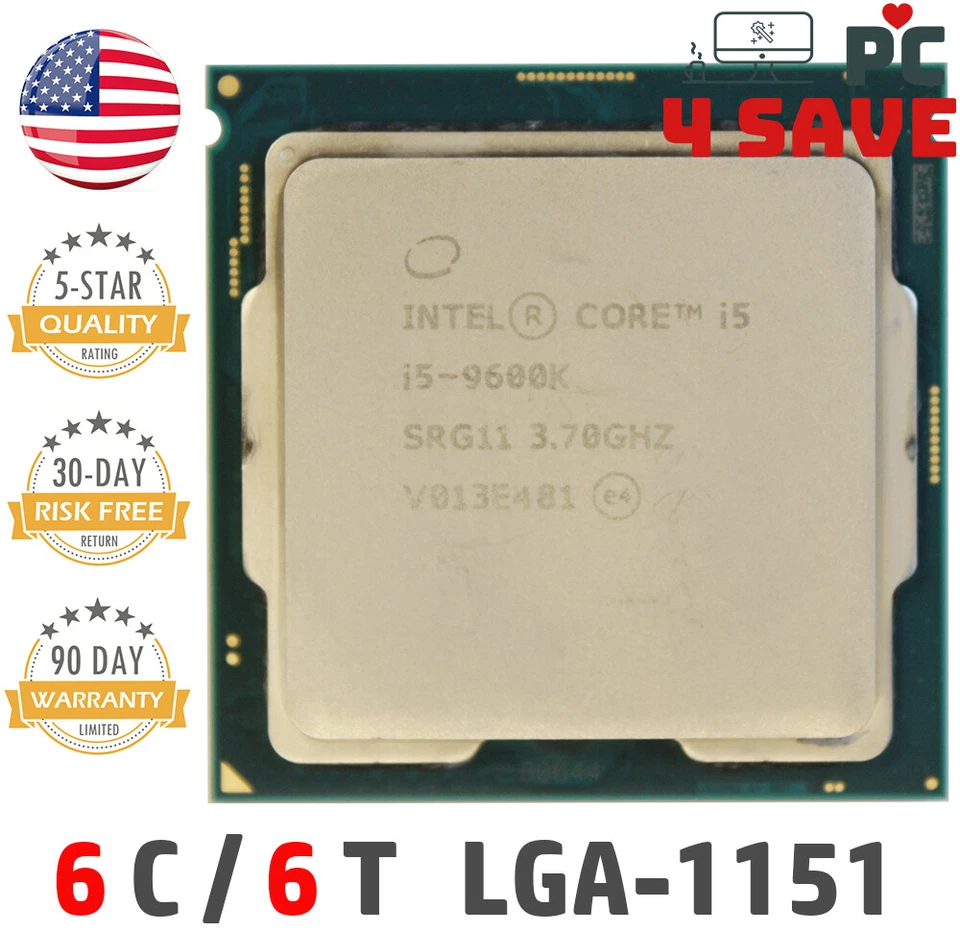 Intel 9th Gen Core i5-9600K SRELU SRG11 3.7GHz (Turbo 4.6GHz) 6-Core LGA1151 CPU - Image 1 of 1