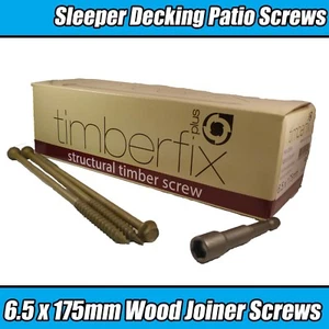 6.5mm x 175mm 7" TIMBER LOCK TIMBERFIX RAILWAY SLEEPER DECKING WOOD HEX SCREWS - Picture 1 of 2