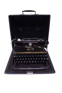 Rheinmetall Reise Schreibmaschine Schwarz Metall Typewriter No 316893 mit Koffer - Bild 1 von 8