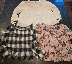Justice Youth Girls Long Sleeve Shirts Blouse Lot 3 Size 8 Sheer Plaid - Picture 1 of 13