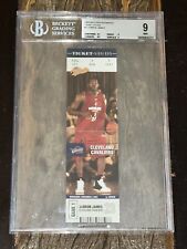 Pop 17! 🔥2003 LeBron James FLEER AUTHENTIX TICKET STUDS RC #1 BGS 9 w/ 9.5 sub