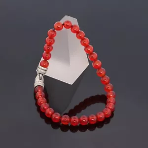 David Yurman 6mm Men's Red Carnelian 925 Spiritual Bead Bracelet Size 8" - Picture 1 of 6