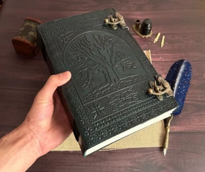 600 Pages Handmade Large Leather Journal Tree Of Life Embossed Book Of Shadow - Picture 1 of 6