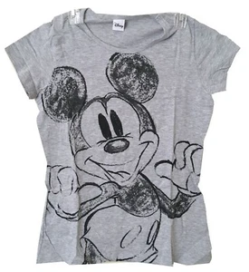 Teenager Cotton Gray Tees, Disney Mickey Mouse Graphic T-Shirt L-26" - Picture 1 of 2
