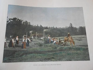 SUEDE la coupe des foins en Dalécarlie - Photochromie Gravure fin 19ème - Foto 1 di 1