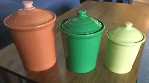 Fiesta 3 Canister Set Orange Green Yellow Sunflower Meadow Tangerine? NICE! - Picture 1 of 16