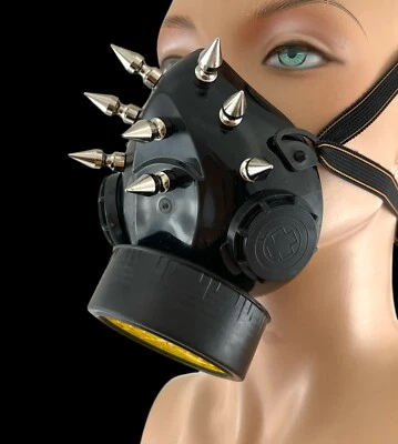1" Spike  Steampunk Gas Mask Cosplay Spikes Respirator Costume Party - Image 1 of 3