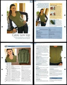 Cable Tank Top #16 Designer Style - The Art Of Crochet 2 Page Pattern - Picture 1 of 1