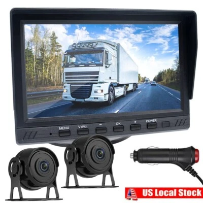 YUANTING Dual Backup Rear View Camera Kit System Car 7" Monitor Night Vision For Truck RV