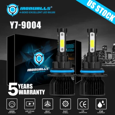 For GEO TRACKER 1989-1997 4-sides 9004 Front LED Headlight Bulb High/Low Beam 6K - Image 1 of 4