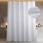 Fabric Shower Curtain: Linen Textured Water Repellent 72"L x 72"W White