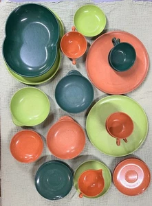 Vintage Branchell Melmac Flyte Plates Cups & Saucers, Creamer, Salad 29 Pieces - Picture 1 of 15