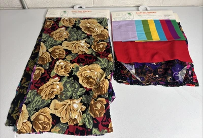 Lote De Colección De 9 Muestras De Tela De Rayón Floral Importaciones Del Mar del Sur Para Artesanía - ¡NUEVO! Foto 1 de 4