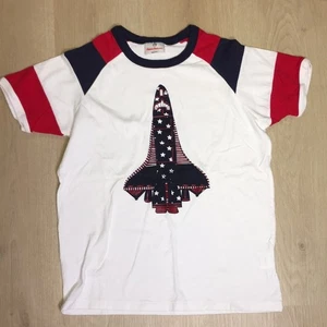 Hanna Anderson Rocket Graphic Tee Patriotic White, Red & Blue EUC - Picture 1 of 6