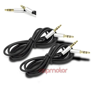 2X 3FT 3.5MM AUX AUDIO STEREO CABLES CORD BLACK ATRIX LUMIA 820 900 NITRO VIVID - Picture 1 of 1