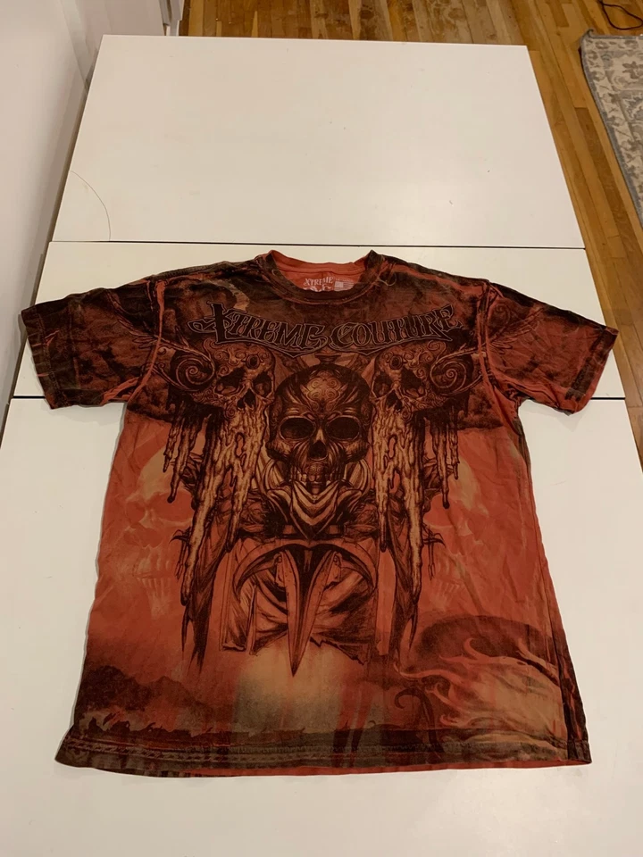 Camisa Xtreme Couture 2XL Roja Negra Grunge Calavera Motociclista Aflicción MMA Pinkman Y2K Foto 1 de 4
