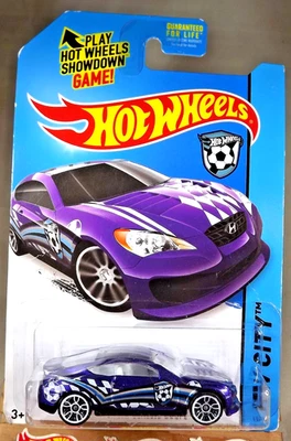 2014 Hot Wheels #11 HW City-HW Goal HYUNDAI GENESIS COUPE Blue w/White J5 Spokes - Image 1 of 4