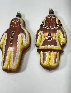 Zwei Vintage Germany Weihnachtsschmuck mundgeblasenes Glas, Lebkuchenmann Frau - Bild 1 von 8