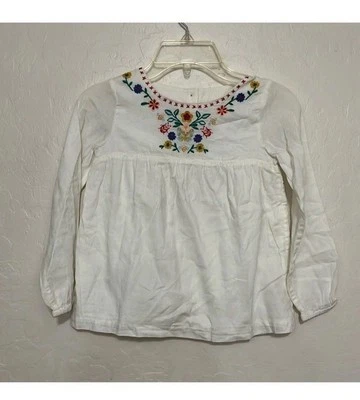 Boden White Embroidered Floral Button Kids Size 6-7Y Summer Spring Party Pics - Image 1 of 4