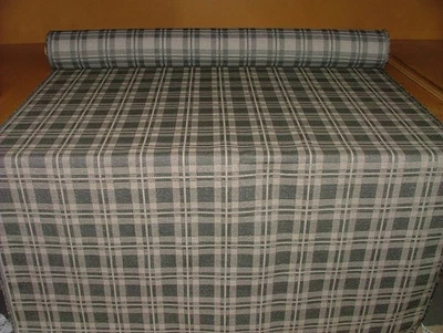 13 Metre iLiv Ida Charcoal Grey Check Jacquard Fabric Upholstery Cushion Curtain - Image 1 of 4