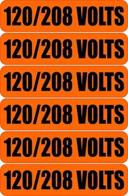 AWARENESS VINYL 6x 120 / 208 Volts Warning Vinyl Decal | Outdoor Laminated | Electrical Safety
