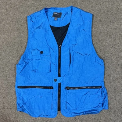 ASOS Design Utility Vest Gilet Cobalt Blue Men’s Large Top Zipper Pockets [M373] - Image 1 of 4