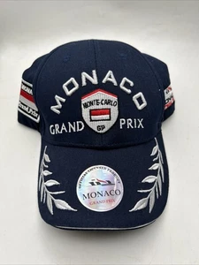Monaco Grand Prix Monte Carlo Legend Embroidered Adjustable Hat Navy Blue Silver - Picture 1 of 7