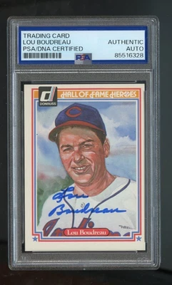 Donruss Hall Of Fame Heroes Set-Break Lou Boudreau 1983 PSA/DNA automático auténtico Foto 1 de 2
