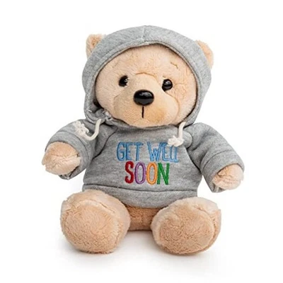 Oso de peluche Ganz 9" Get Well Soon con capucha gris - Siéntete mejor regalo para niños  Foto 1 de 4