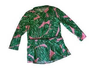 Lilly Pulitzer Girls Sz 8 Swim Rash guard Skorts Skirt Bikini Green Pink Tropic - Picture 1 of 9